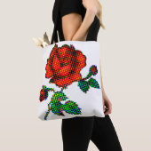Tote Bag Rose Bloom Halftone Beaux-Arts (De près)