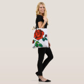 Tote Bag Rose Bloom Halftone Beaux-Arts (Sur le modèle)
