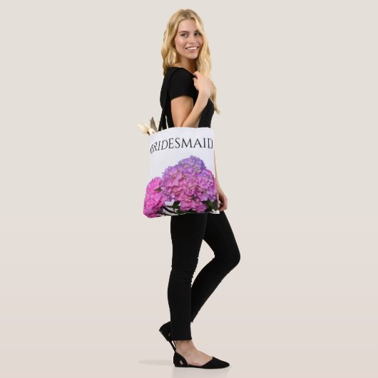 Tote Bag Rose Blue Hydrangeas élégantes fleurs rose violet (Sur le modèle)