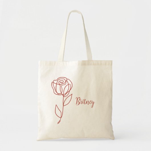 Tote Bag Rose Boho Minimaliste Avec Nom Personnalisé (Devant)