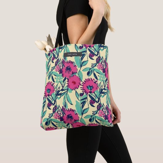 Tote Bag Rose botanique floral (De près)
