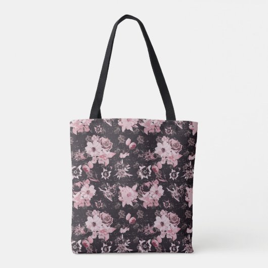 Tote Bag Rose brillant dans le noir - version textée (Dos)