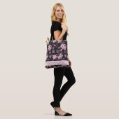 Tote Bag Rose brillant dans le noir - version textée (Sur le modèle)