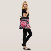 Tote Bag Rose chaud gras floral (Sur le modèle)