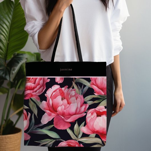 Tote Bag Rose chaud gras floral