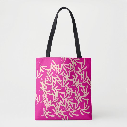 Tote Bag Rose Chaud Orné Décoratif  (Devant)