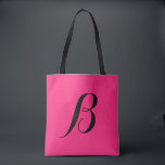 Tote Bag Rose chaud personnalisé initial<br><div class="desc">Monogramme rose chaud Fourre-tout. Bridesmaid. Un cadeau pour elle.</div>