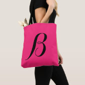 Tote Bag Rose chaud personnalisé initial (De près)