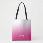 Tote Bag Rose Chaude Fuchsia Dégradé Personnalisé (Devant)
