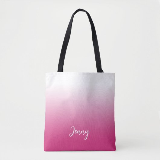 Tote Bag Rose Chaude Fuchsia Dégradé Personnalisé (Devant)