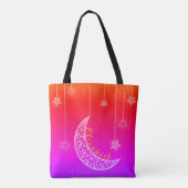 Tote Bag Rose Clair & Rouge avec Étoiles & Lune (Dos)