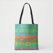 Tote Bag Rose Coeur Apricot turquoise et la mousse (Devant)