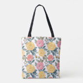 Tote Bag Rose d'aquarelle rose et jaune (Dos)