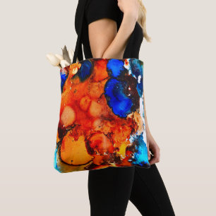 Tote Bag Rose d'art abstrait orange rouille