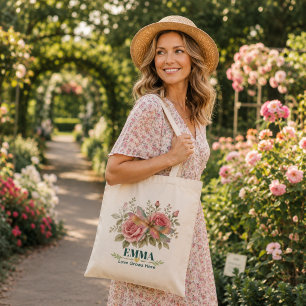 Tote Bag Rose de dragonfly fleur de naissance personnalisée