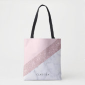 Tote Bag rose de marbre blanc de parties scintillantes (Devant)