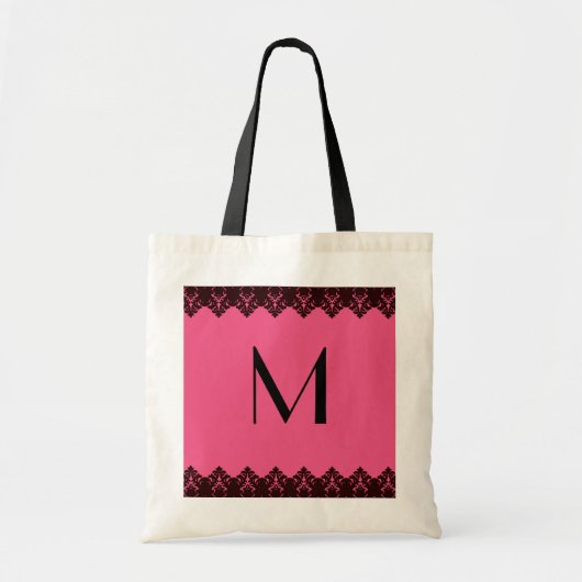 Tote Bag Rose de monogramme de dentelle (Devant)