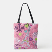 Tote Bag Rose de Paris France d'amour de Tour Eiffel (Dos)