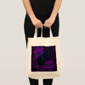 Tote Bag Rose éffrayant en matière noire, araignées noires (Devant (produit))