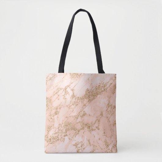 Tote Bag Rose en marbre parties scintillant d'or abstrait (Devant)
