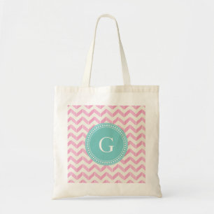 Tote Bag Rose en pastel chic et monogramme en bon état de