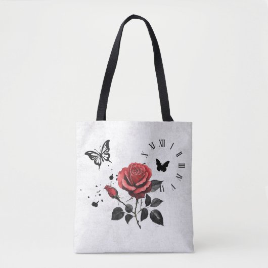 Tote Bag Rose, encre et temps (Devant)