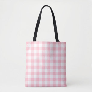 Tote Bag Rose et blanc Grande taille En vichy chèques Motif