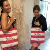 Tote Bag Rose et blanc rayé amusant Chic personnalisé