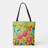 Tote Bag Rose et cerise en fleurs Chartreuse (Dos)