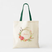 Tote Bag Rose et couronne de fleurs de pivoine (Dos)