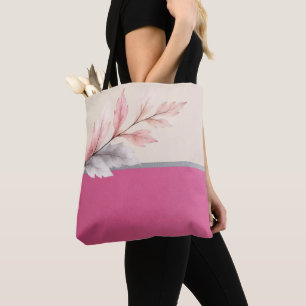 Tote Bag Rose et crème deux tons avec motif de feuille