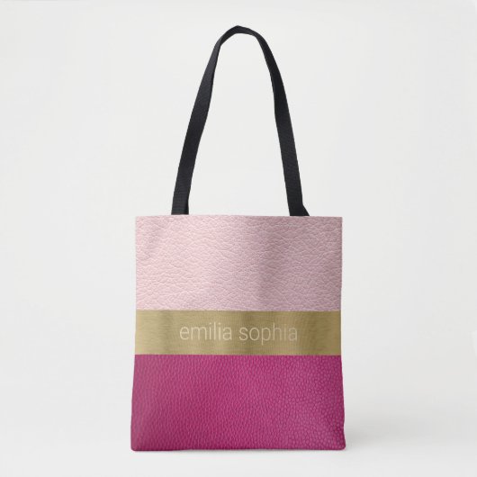Tote Bag Rose et Fuchsia Look en cuir (Devant)