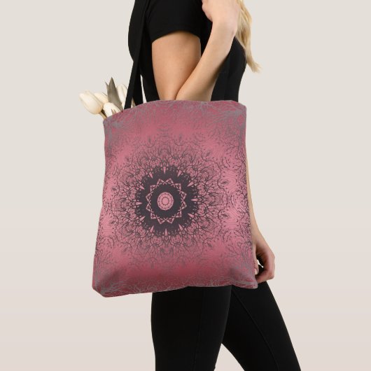 Tote Bag rose et gris (De près)