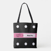 Tote Bag Rose et noir avec des points et le nom des livres  (Dos)