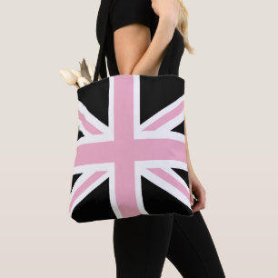 Tote Bag Rose et noir BRITANNIQUES de drapeau d'Union Jack