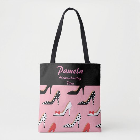 Tote Bag Rose et noir de diva de Homeschooling (Devant)