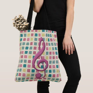 Tote Bag Rose et Teal de motif de mosaïque de clef triple