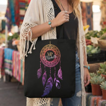 Rose et Violet Boho Dreamcatcher Nom Personnalisé