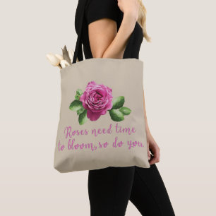 Tote Bag rose fleuri rose pourpre
