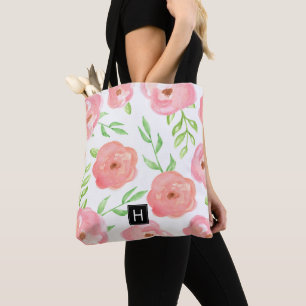 Tote Bag Rose Floral Monogramme
