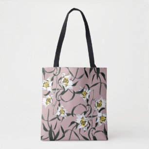 Tote Bag Rose floral : Motif à main aquarelle