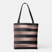Tote Bag Rose Gold Black Striped Cadeau Monogramme HER (Dos)