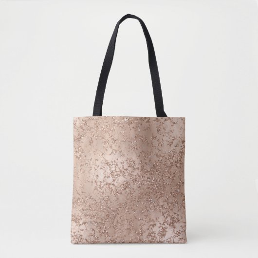 Tote Bag Rose Gold Blush Pink Glam Sparkle Crackle Chic (Devant)