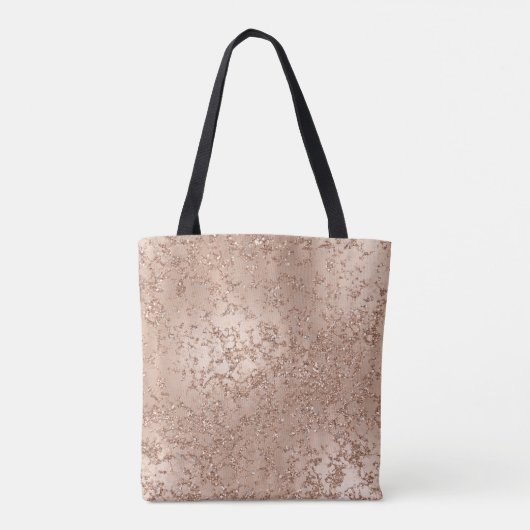 Tote Bag Rose Gold Blush Pink Glam Sparkle Crackle Chic (Dos)