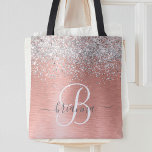 Tote Bag Rose Gold brossé Parties scintillant métallique No<br><div class="desc">Personnalisez facilement ce design sac fourre-tout chic branché avec de jolies parties scintillant brillantes en argent sur un arrière - plan métallique brossé en or rose.</div>