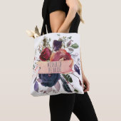Tote Bag Rose Gold Burgundy Marine Floral Mère de mariée (De près)