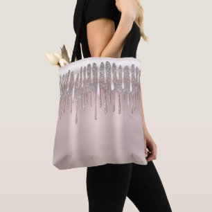 Tote Bag Rose Gold Glitter Diamant Rose Pâle Scintillant Dé