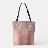 Tote Bag Rose Gold Métal Brossé Paillettes Monogramme Rose (Dos)