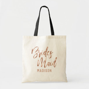 Tote Bag Rose Gold Moderne Typographie Mariage Bridesmaid