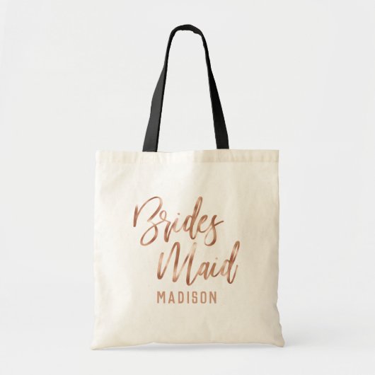 Tote Bag Rose Gold Moderne Typographie Mariage Bridesmaid (Devant)